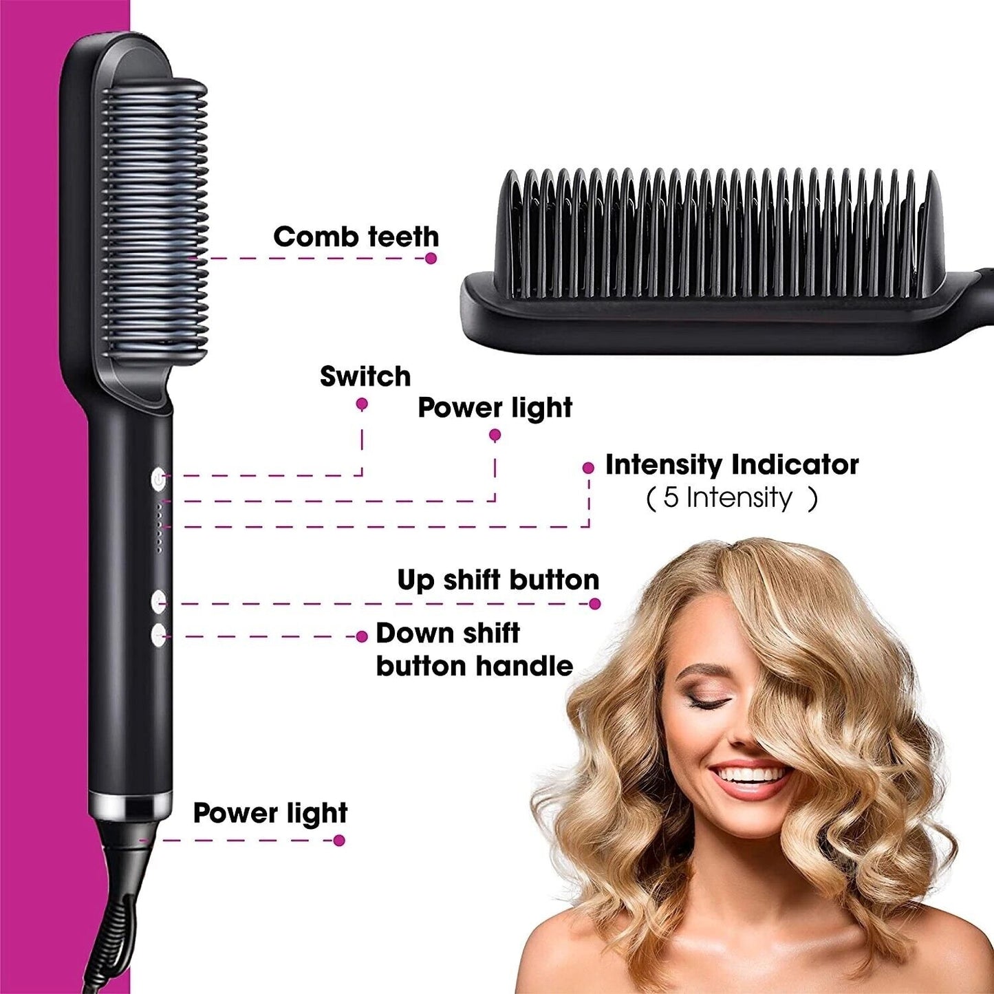 2-in-1 Negative Ion Hair Straightener Comb