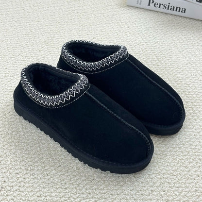 Fuzzy Women's Slippers Cozy Memory Foam Genuine Suede Womens Slides