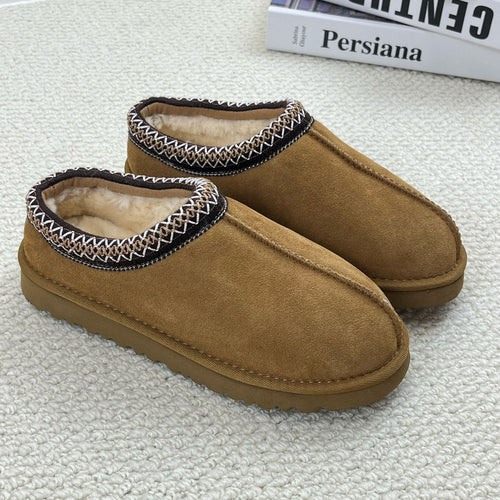 Fuzzy Women's Slippers Cozy Memory Foam Genuine Suede Womens Slides