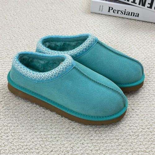 Fuzzy Women's Slippers Cozy Memory Foam Genuine Suede Womens Slides