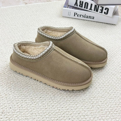 Fuzzy Women's Slippers Cozy Memory Foam Genuine Suede Womens Slides