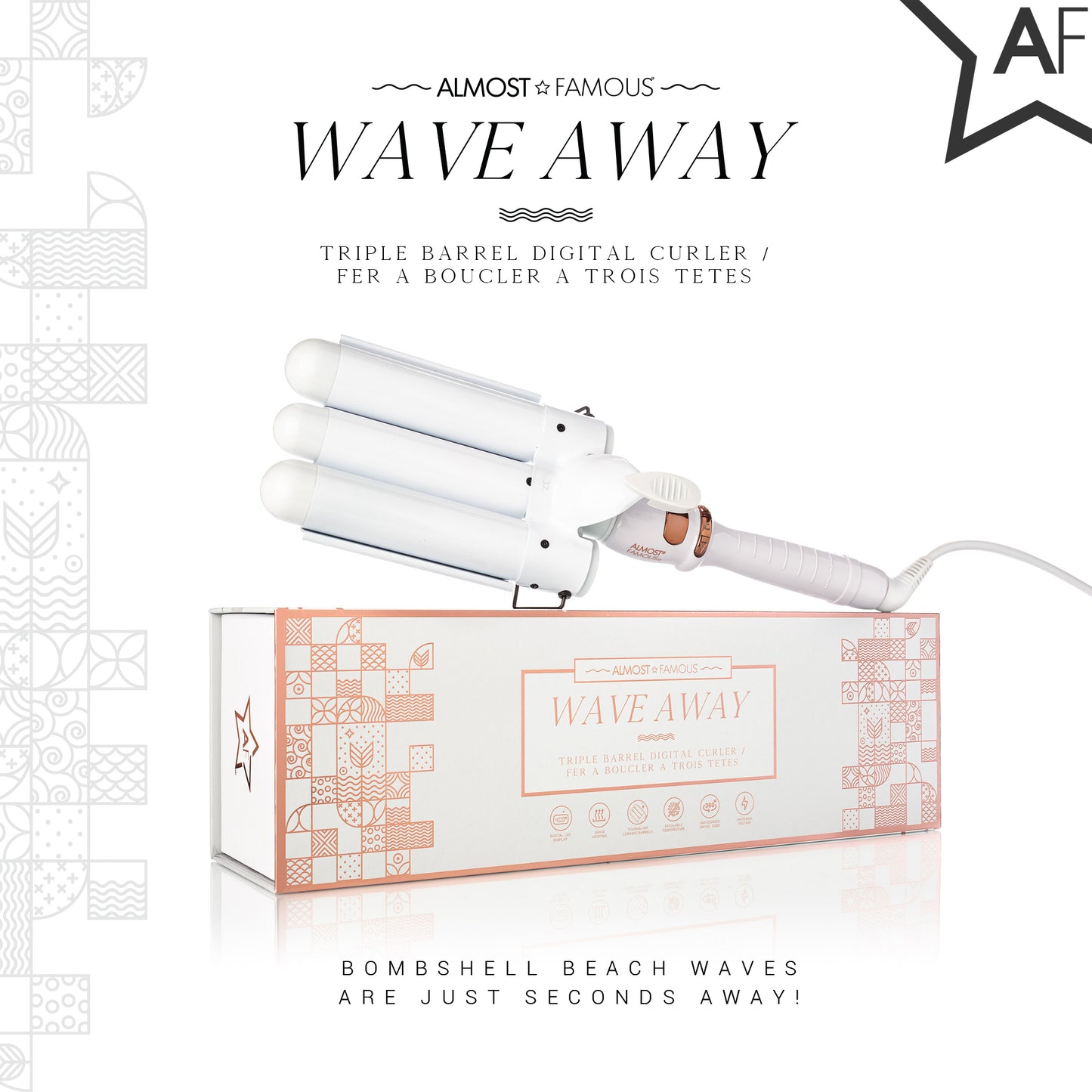 Wave Away Triple Barrel Curler with Tourmaline Ceramic Barrels